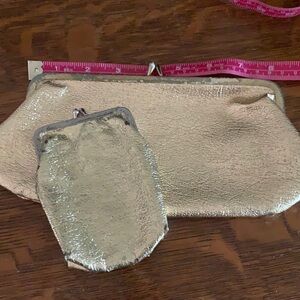 Vintage gold makeup bag and cigarette holder set